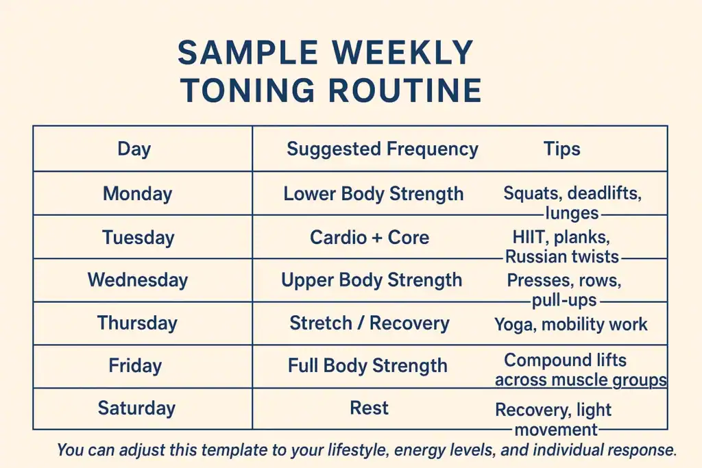 Achieving the Perfect Tone: How Often Should You Exercise for Results? 4 Weekly exercise Stowmarket plan graphic