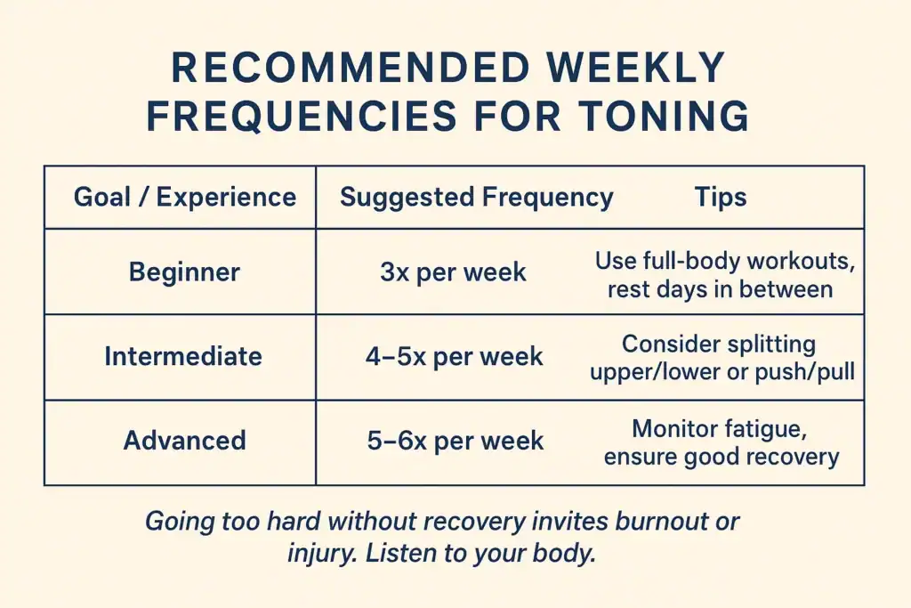 Achieving the Perfect Tone: How Often Should You Exercise for Results? 2 Graphic to show how often you should do exercise to help with toning Stowmarket