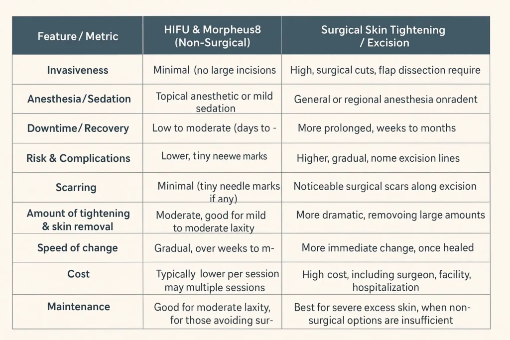 The Science of Skin Tightening 2 Table of skin tightening Stowmarket benefits compared to surgical options